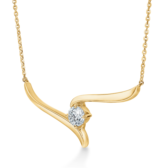 0.5 ctw. Vela Solitaire Crossover Pendant in 18K Yellow Gold