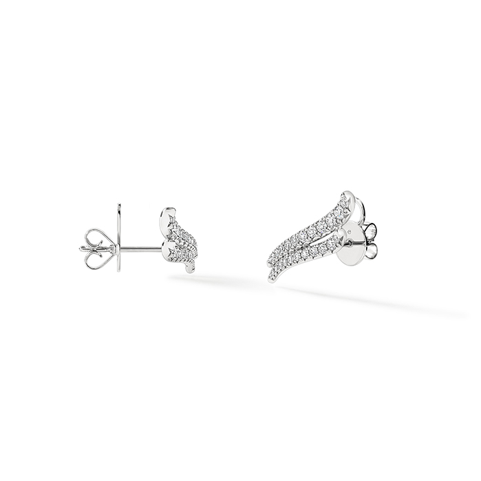 0.45 ctw. VELA French Cut PavÃ© Double Row Diamond Climber Earrings in 18K White Gold