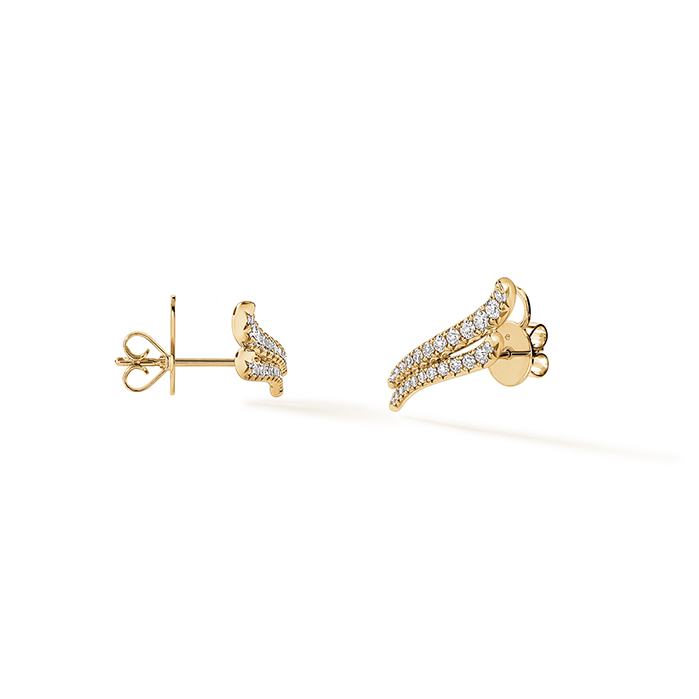 0.45 ctw. VELA French Cut PavÃ© Double Row Diamond Climber Earrings in 18K Yellow Gold
