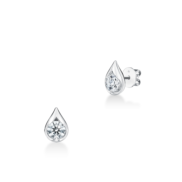 0.6 ctw. LU Droplet Studs in 18K White Gold