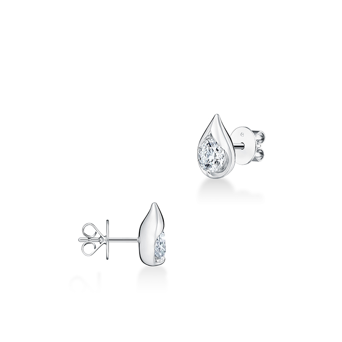 0.6 ctw. LU Droplet Studs in 18K White Gold