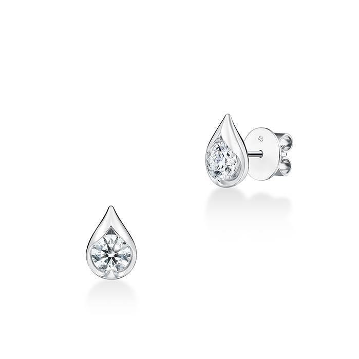 1 ctw. LU Droplet Studs in 18K White Gold