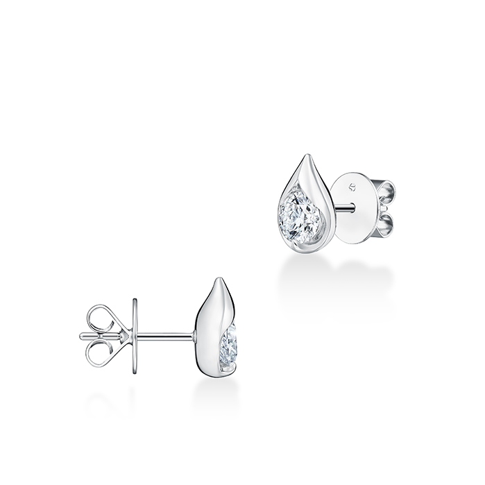 1 ctw. LU Droplet Studs in 18K White Gold