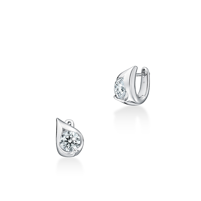 1 ctw. LU Droplet Huggies in 18K White Gold
