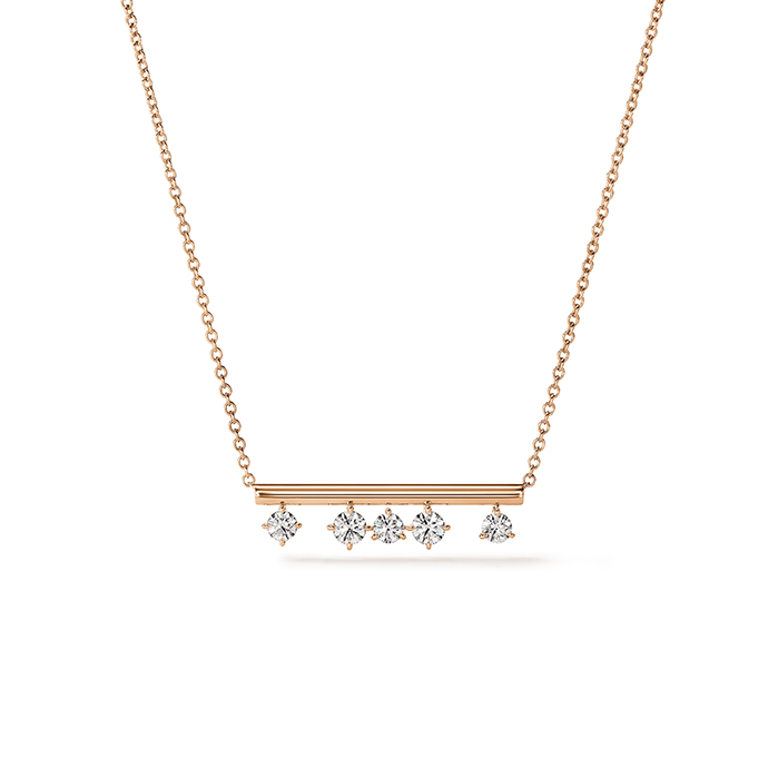 0.45 ctw. Barre Floating Diamond Pendant Necklace in 18K Rose Gold
