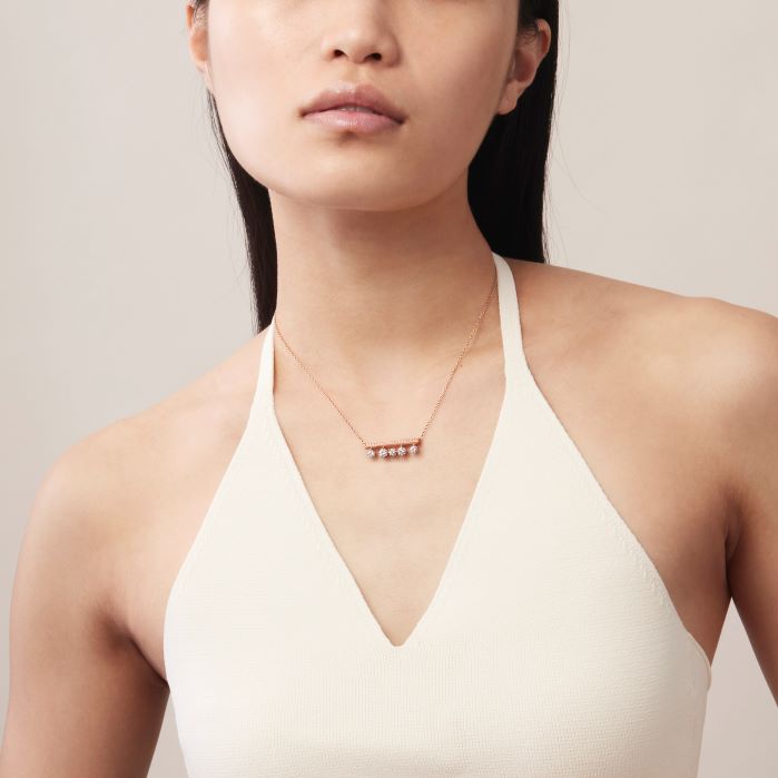 1.25 ctw. Barre Floating Diamond PavÃ© Pendant Necklace in 18K Yellow Gold