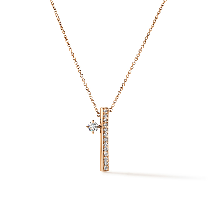 0.45 ctw. Barre Floating Single Diamond PavÃ© Pendant Necklace in 18K Rose Gold