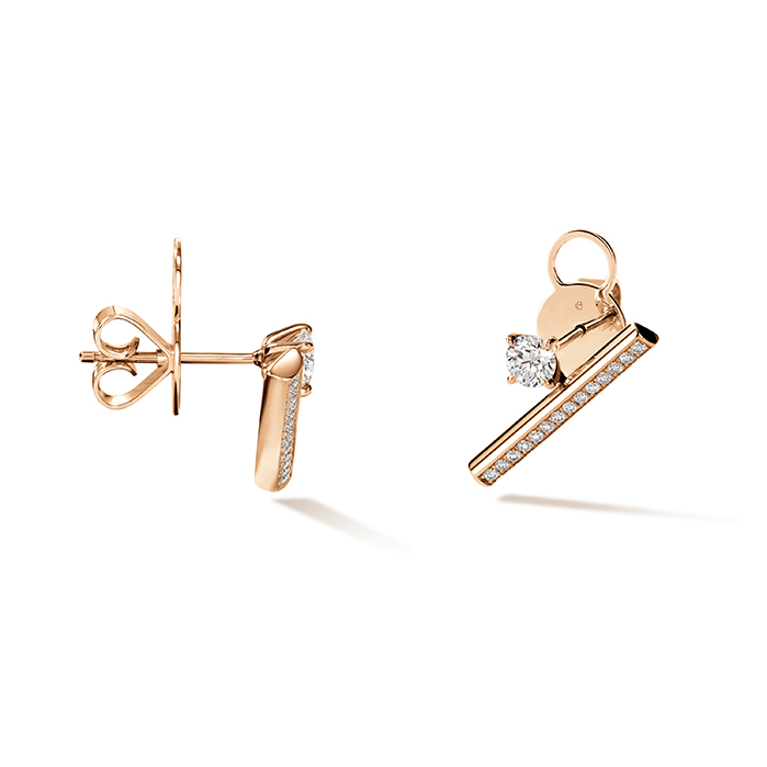 0.8 ctw. Barre Floating Single Diamond PavÃ© Climber Earrings in 18K Rose Gold