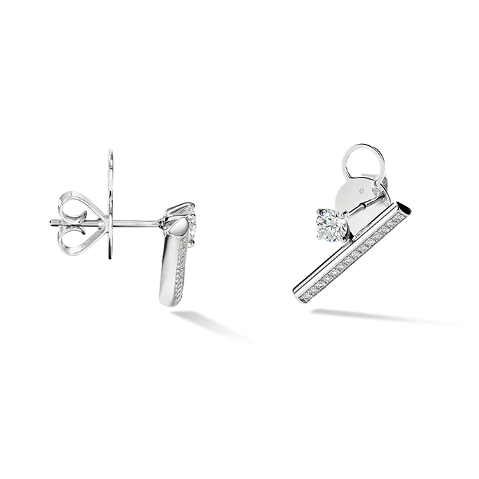 0.8 ctw. Barre Floating Single Diamond PavÃ© Climber Earrings in 18K White Gold