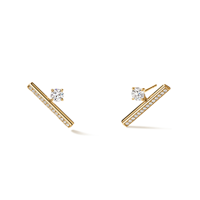 0.8 ctw. Barre Floating Single Diamond PavÃ© Climber Earrings in 18K Yellow Gold