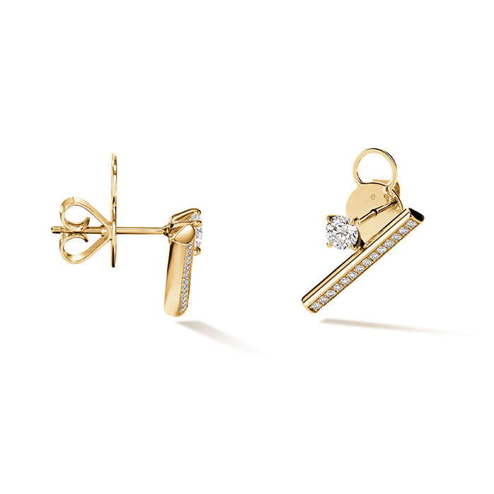 0.8 ctw. Barre Floating Single Diamond PavÃ© Climber Earrings in 18K Yellow Gold