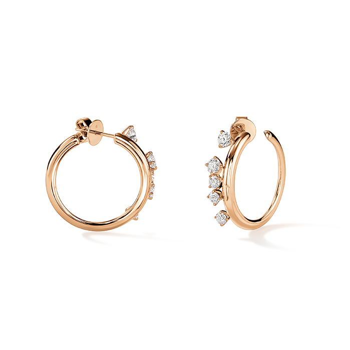 1.35 ctw. Barre Floating Diamond Small Hoops in 18K Rose Gold