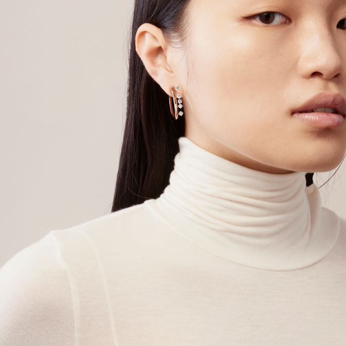 1.35 ctw. Barre Floating Diamond Small Hoops in 18K White Gold