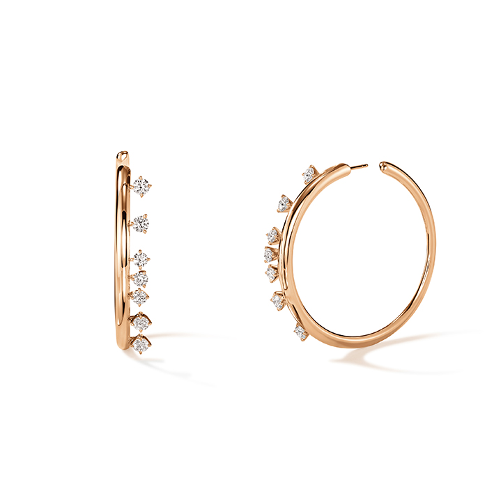 1.5 ctw. Barre Floating Diamond Medium Hoops in 18K Rose Gold