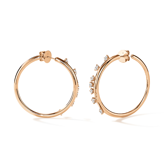 1.5 ctw. Barre Floating Diamond Medium Hoops in 18K Rose Gold