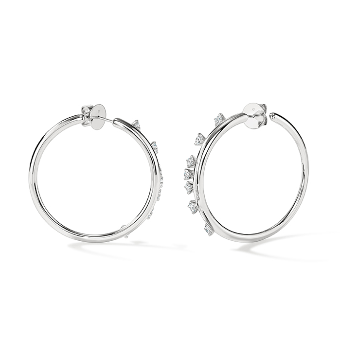 1.5 ctw. Barre Floating Diamond Medium Hoops in 18K White Gold