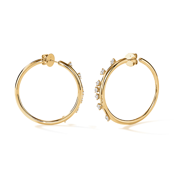 1.5 ctw. Barre Floating Diamond Medium Hoops in 18K Yellow Gold