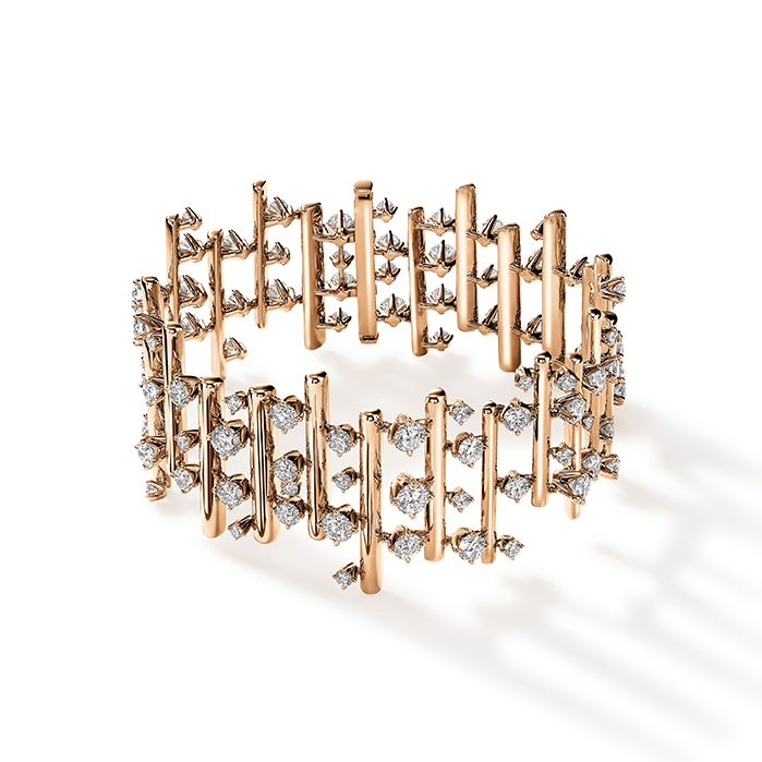 10.45 ctw. Barre Multi-Row Large Bracelet in 18K Rose Gold