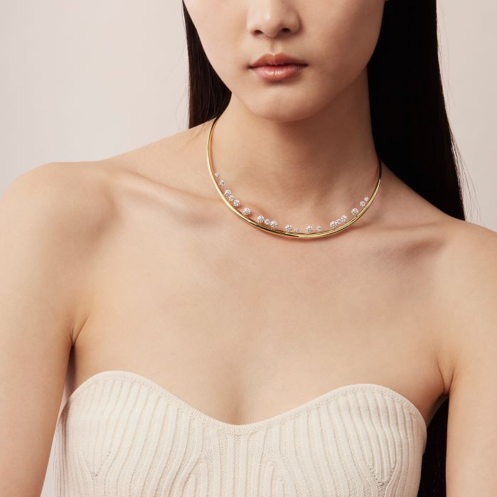 4.85 ctw. Barre Floating Diamond Choker in 18K Yellow Gold