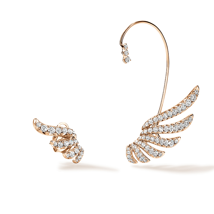 4.2 ctw. VELA French Cut PavÃ© Diamond Asymmetrical Climber Earrings in 18K Rose Gold