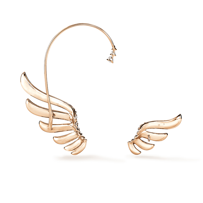 4.2 ctw. VELA French Cut PavÃ© Diamond Asymmetrical Climber Earrings in 18K Rose Gold