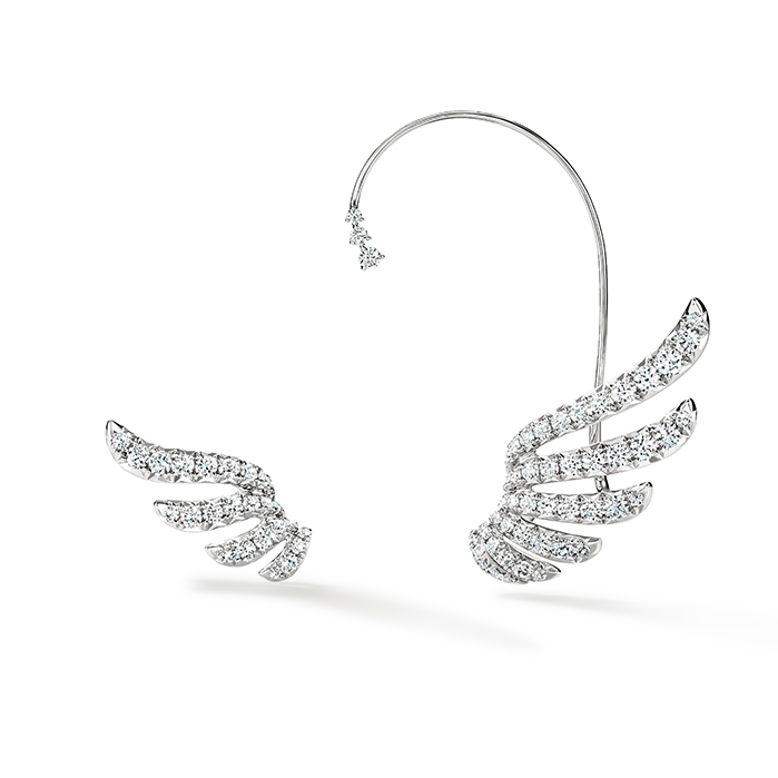 4.2 ctw. VELA French Cut PavÃ© Diamond Asymmetrical Climber Earrings in 18K Rose Gold