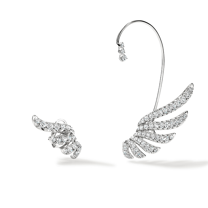 4.2 ctw. VELA French Cut PavÃ© Diamond Asymmetrical Climber Earrings in 18K White Gold