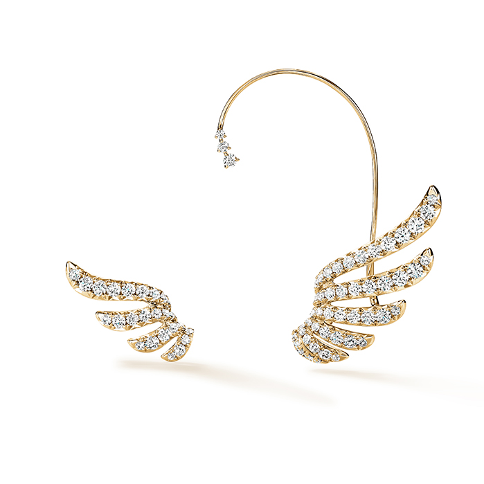 4.2 ctw. VELA French Cut PavÃ© Diamond Asymmetrical Climber Earrings in 18K Yellow Gold