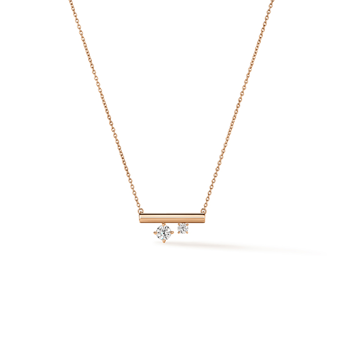 0.15 ctw. Barre Double Floating Diamonds Pendant Necklace in 18K Rose Gold