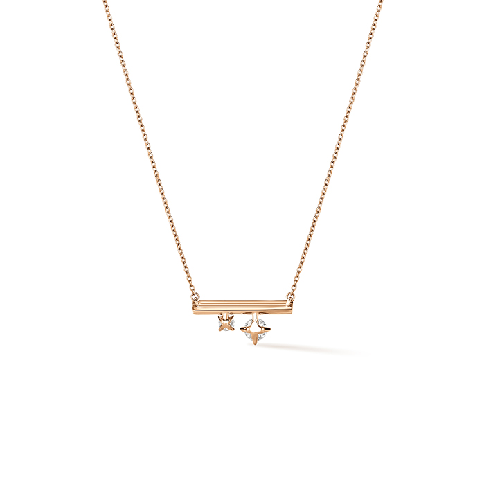 0.15 ctw. Barre Double Floating Diamonds Pendant Necklace in 18K Rose Gold