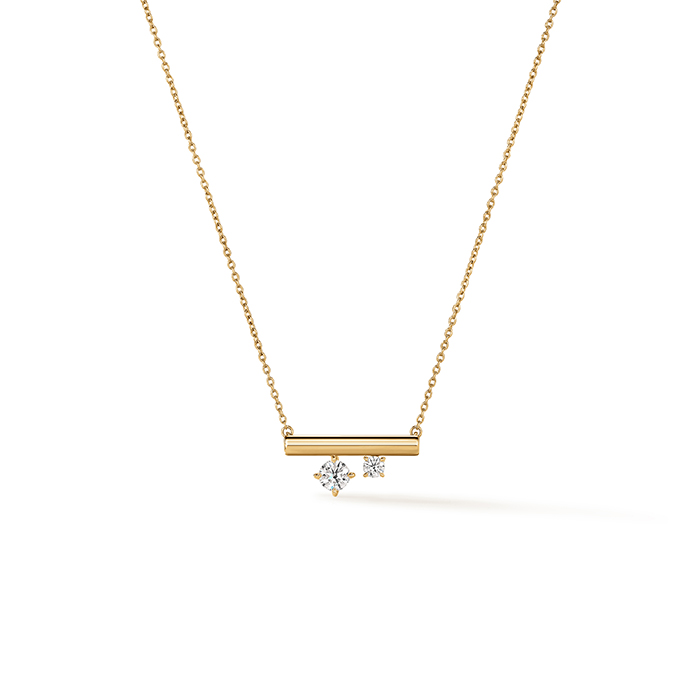 0.15 ctw. Barre Double Floating Diamonds Pendant Necklace in 18K Yellow Gold