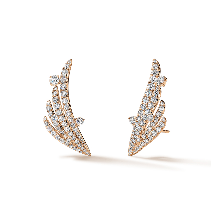 2.25 ctw. VELA French Cut PavÃ© Floating Diamond Climber Earrings in 18K Rose Gold