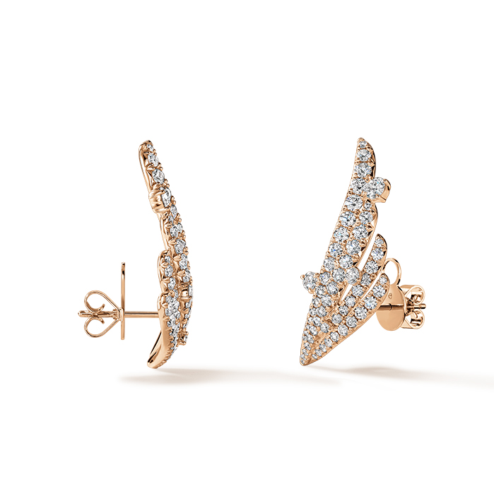 2.25 ctw. VELA French Cut PavÃ© Floating Diamond Climber Earrings in 18K Rose Gold