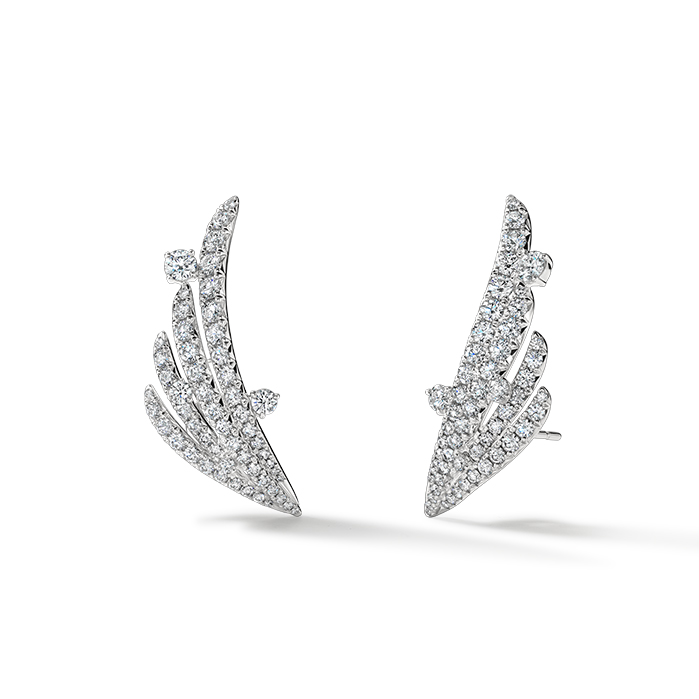 2.25 ctw. VELA French Cut PavÃ© Floating Diamond Climber Earrings in 18K Rose Gold