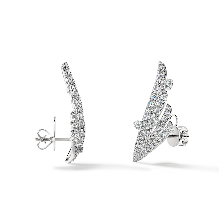 2.25 ctw. VELA French Cut PavÃ© Floating Diamond Climber Earrings in 18K White Gold