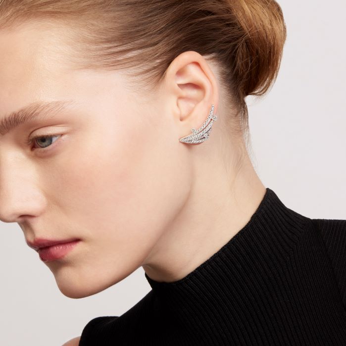 2.25 ctw. VELA French Cut PavÃ© Floating Diamond Climber Earrings in 18K Yellow Gold