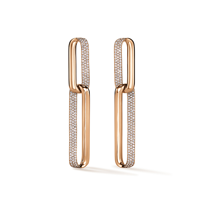 INSIDE/OUT Diamond Link Earrings, Large in 18K Rose Gold
