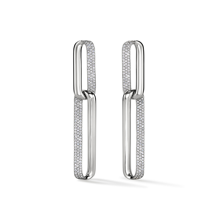 INSIDE/OUT Diamond Link Earrings, Large in 18K Yellow Gold