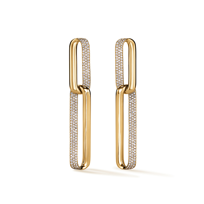 INSIDE/OUT Diamond Link Earrings, Large in 18K Yellow Gold