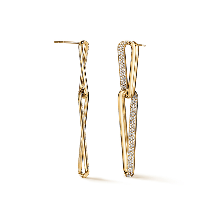 INSIDE/OUT Diamond Link Earrings, Large in 18K Yellow Gold
