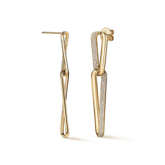 INSIDE/OUT Diamond Link Earrings, Large in 18K Yellow Gold