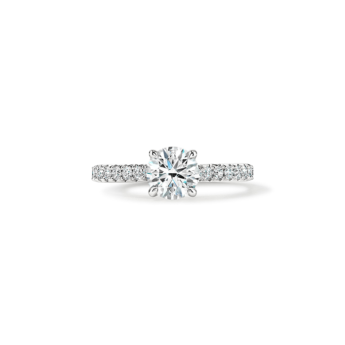 1.1 ctw. VELA Cathedral Solitaire Ring with Diamond Band in Platinum