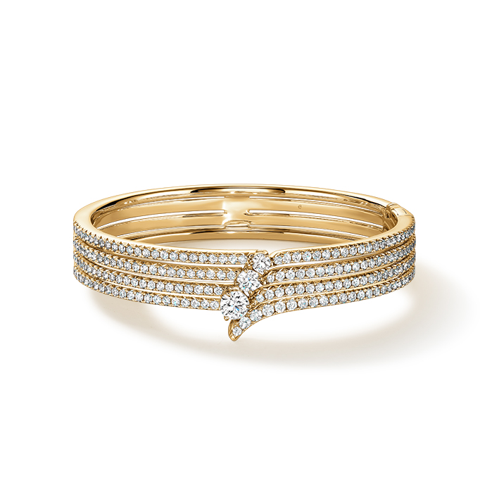 4 ctw. VELA French Cut PavÃ© Diamond Bangle in 18K Yellow Gold
