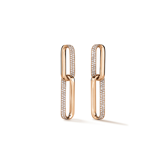 INSIDE/OUT Diamond Link Earrings, Small in 18K Rose Gold