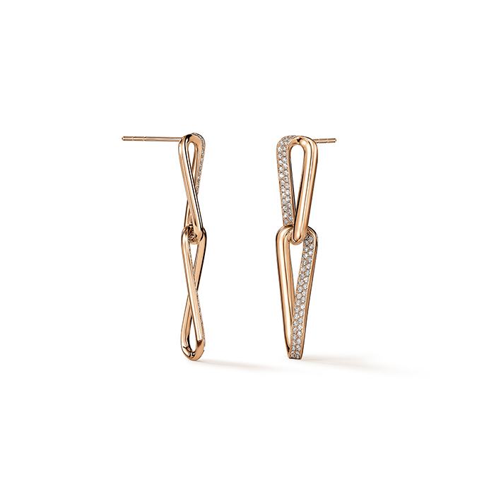 INSIDE/OUT Diamond Link Earrings, Small in 18K Rose Gold