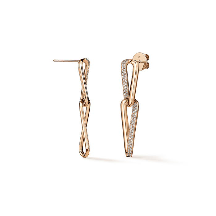 INSIDE/OUT Diamond Link Earrings, Small in 18K Rose Gold