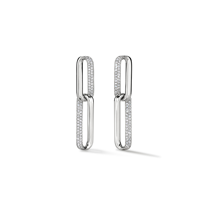 INSIDE/OUT Diamond Link Earrings, Small in 18K Yellow Gold