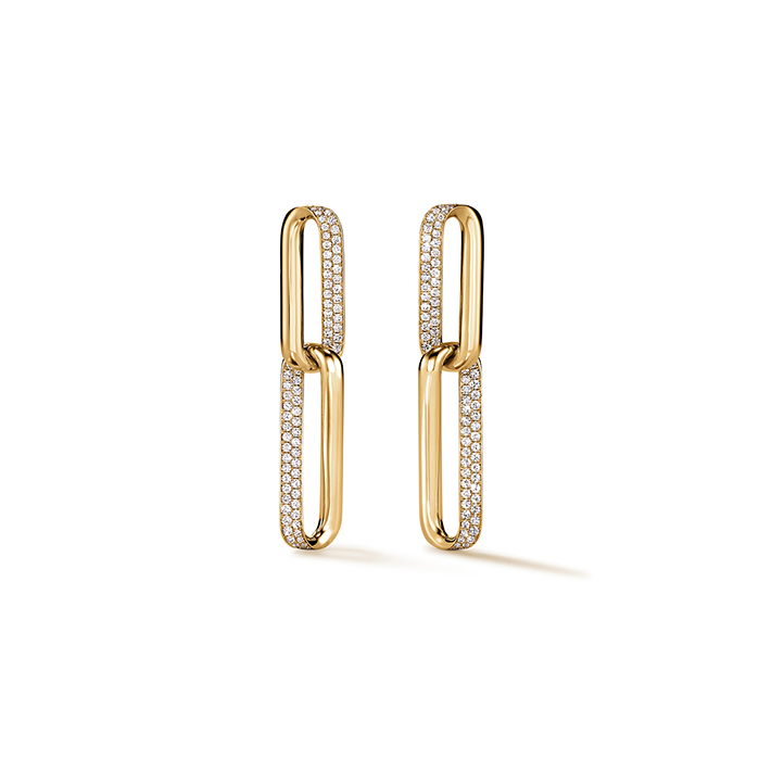 INSIDE/OUT Diamond Link Earrings, Small in 18K Yellow Gold