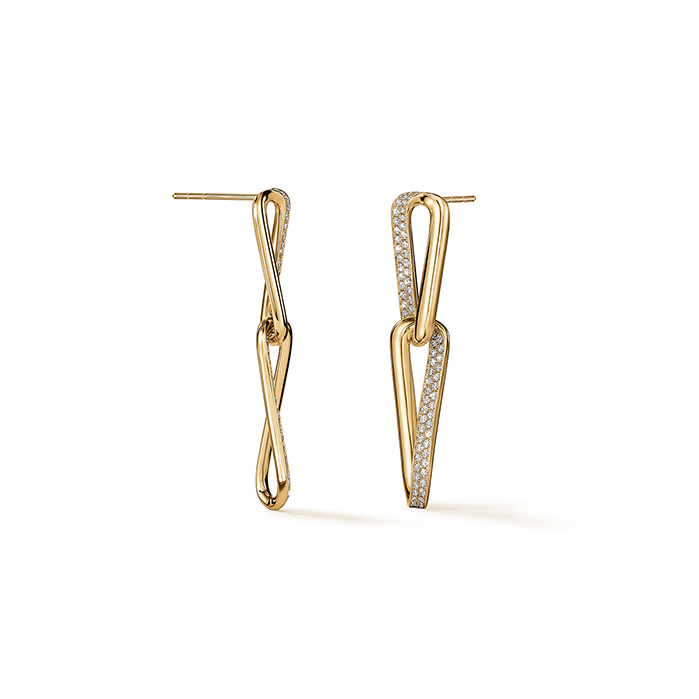 INSIDE/OUT Diamond Link Earrings, Small in 18K Yellow Gold