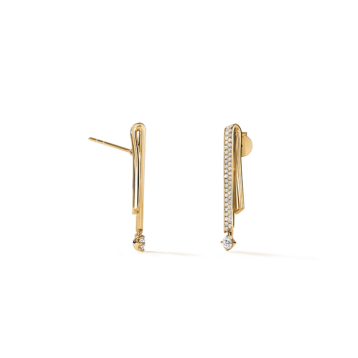 INSIDE/OUT Diamond Stiletto Flip Petite Earrings in 18K Yellow Gold
